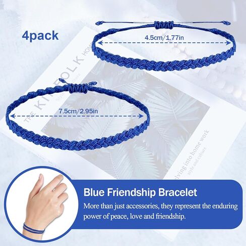 4 Pack Blue Friendship Bracelets Bulk, Blue Friendship Bracelets Men and Women, String Bracelets for Women in Kuwait