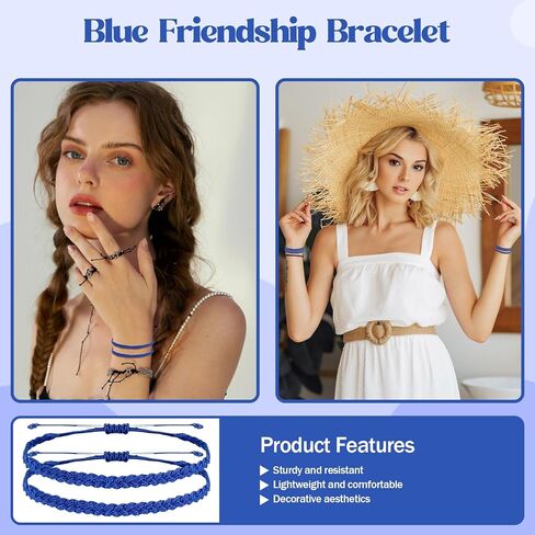 4 Pack Blue Friendship Bracelets Bulk, Blue Friendship Bracelets Men and Women, String Bracelets for Women in Kuwait