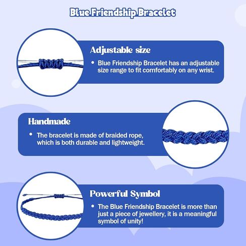 4 Pack Blue Friendship Bracelets Bulk, Blue Friendship Bracelets Men and Women, String Bracelets for Women in Kuwait