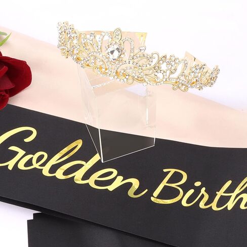 It's My Golden Birthday Sash and Crown Set for Women Girls Birthday Party Decorations Decor Party Favors Gifts in Kuwait