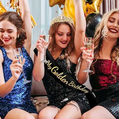 It's My Golden Birthday Sash and Crown Set for Women Girls Birthday Party Decorations Decor Party Favors Gifts in Kuwait