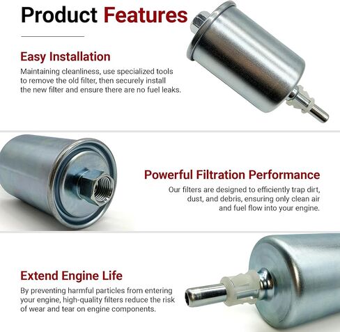 Fuel Filter GF578 Compatible with Chevy Chevrolet Cavalier Monte Carlo Replacement for Oldsmobile Buick GM Truck Passenger Car Gasoline Engines, Replaces PF-2100 in Kuwait