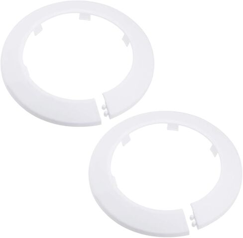 Uxcell 89mm غطاء الأنابيب الديكور PP البلاستيك أنابيب المياه شعار أبيض 2pcs in Saudi Arabia