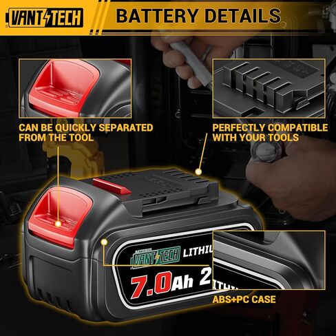 VANTTECH 5.5Ah DCB200 18V/20V MAX بديل لبطارية ديوالت 20V ماكس ليثيوم أيون متوافق مع Dewalt Bateria DCB200 DCB204 DCB206 DCB201 DCB203 DCB181 DCB180 20V DCD/DCF/DCG/DCS سلسلة 1 حزمة in Kuwait