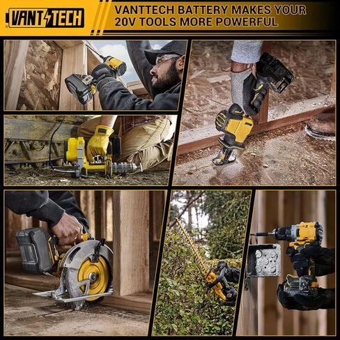 VANTTECH 5.5Ah DCB200 18V/20V MAX بديل لبطارية ديوالت 20V ماكس ليثيوم أيون متوافق مع Dewalt Bateria DCB200 DCB204 DCB206 DCB201 DCB203 DCB181 DCB180 20V DCD/DCF/DCG/DCS سلسلة 1 حزمة in Kuwait