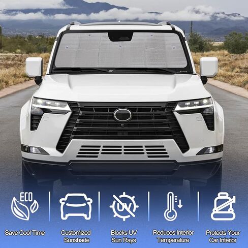 Windshield Sunshade for Lexus GX550 2024-2026 Accessories Front Window Sun Shade Foldable Reflective Sun Visor Custom Sunscreen UV Blocker Privacy Protector HeatShield Keep Your Car Cooler (Silver) in Saudi Arabia