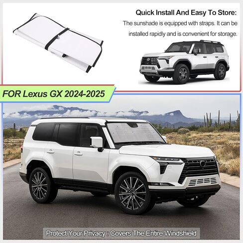 Windshield Sunshade for Lexus GX550 2024-2026 Accessories Front Window Sun Shade Foldable Reflective Sun Visor Custom Sunscreen UV Blocker Privacy Protector HeatShield Keep Your Car Cooler (Silver) in Saudi Arabia