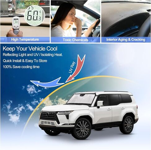 Windshield Sunshade for Lexus GX550 2024-2026 Accessories Front Window Sun Shade Foldable Reflective Sun Visor Custom Sunscreen UV Blocker Privacy Protector HeatShield Keep Your Car Cooler (Silver) in Saudi Arabia