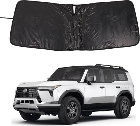 مظلة للزجاج الأمامي لسيارة Lexus GX550 2024-2026 ملحقات النافذة الأمامية مظلة شمسية قابلة للطي عاكسة للضوء حاجب شمس مخصص واقي من الشمس مانع للأشعة فوق البنفسجية حامي الخصوصية HeatShield يحافظ على برودة سيارتك (فضي) in Saudi Arabia