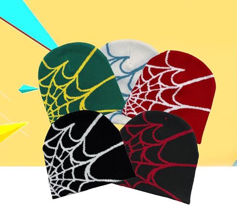 Y2k Beanie Gothic Spider Beanie Hats for Men Women Winter Warm Knit Pattern Cap Slouchy Halloween Hat in Saudi Arabia