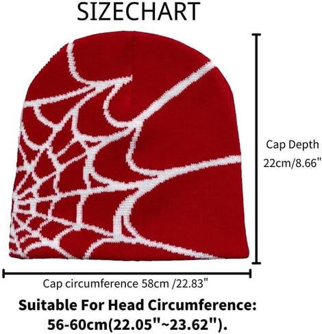 Y2k Beanie Gothic Spider Beanie Hats for Men Women Winter Warm Knit Pattern Cap Slouchy Halloween Hat in Saudi Arabia