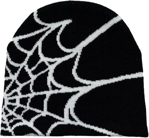 Y2k Beanie Gothic Spider Beanie Hats for Men Women Winter Warm Knit Pattern Cap Slouchy Halloween Hat in Saudi Arabia