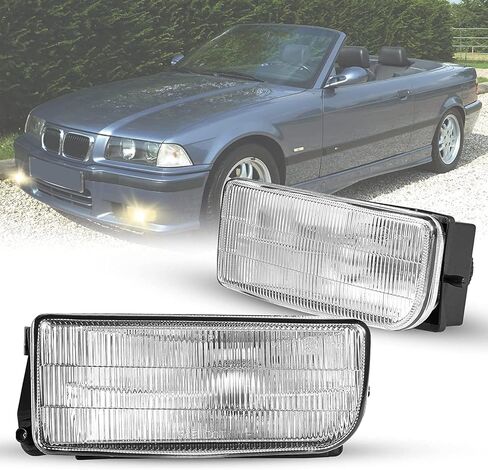 Fog Lights Lamps for 1992 1993 1994 1995 1996 1997 1998 1999 BMW (M3 E36) 318i 318is 318ti 320i 323i 323is 325i 325is 328i 328is 3 Series Original Design, 1 Pair, w/H1 Bulbs (clear lens) in Saudi Arabia