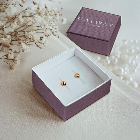 Galway Crystal Balance Round Stud Earrings for Women Elegant Irish Craft Hallmarked Sterling Silver Jewelry - Gold in Kuwait