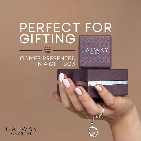 Galway Crystal Balance Round Stud Earrings for Women Elegant Irish Craft Hallmarked Sterling Silver Jewelry - Gold in Kuwait