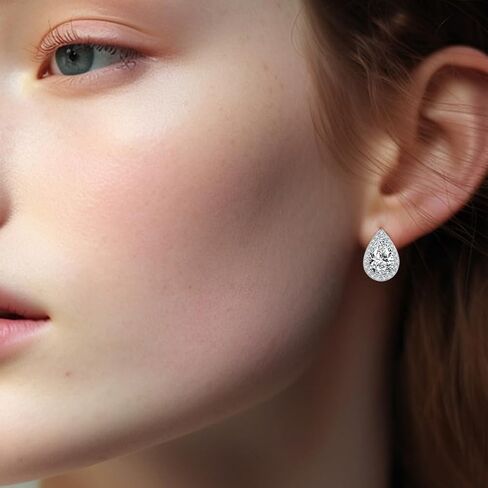 BG&WLing Teardrop Crystal Stud Earrings for Women Silver Post Cubic Zirconia Earring Hypoallergenic Elegant Wedding jewelry for Bride Bridesmaid in Kuwait