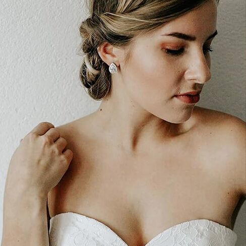 BG&WLing Teardrop Crystal Stud Earrings for Women Silver Post Cubic Zirconia Earring Hypoallergenic Elegant Wedding jewelry for Bride Bridesmaid in Kuwait