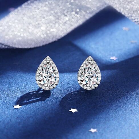 BG&WLing Teardrop Crystal Stud Earrings for Women Silver Post Cubic Zirconia Earring Hypoallergenic Elegant Wedding jewelry for Bride Bridesmaid in Kuwait