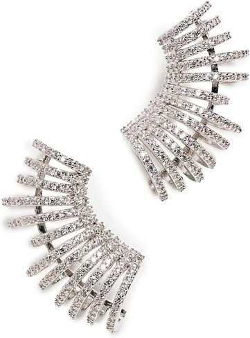 By Adina Eden Women's Pave Fancy Cage Stud Earrings, Silver, One Size in Kuwait