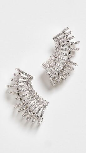 By Adina Eden Women's Pave Fancy Cage Stud Earrings, Silver, One Size in Kuwait