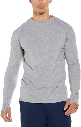 Men's Long-Sleeve T-Shirt with Thumbholes - UPF 50+ Sun Protection - LumaLeo in Grey Heather in Saudi Arabia