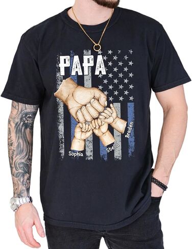قميص بابا الجد المخصص من POPPOP، قميص مخصص للأب الأب مع اسم الأطفال، هدية لعيد الأب، عيد الميلاد، عيد الميلاد in Kuwait