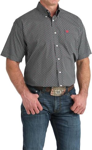 Cinch Men's Black Printed Short Sleeve Shirt in Saudi Arabia