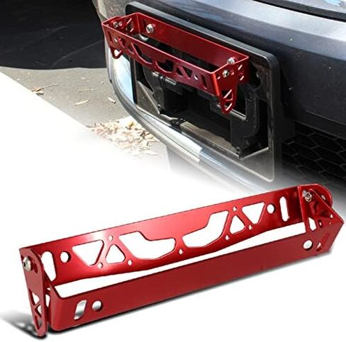 HYPERSPEED Universal Brush Aluminum Front Bumper Angle Adjustable Tilt License Plate Frame Holder Relocate Mount Bracket Kit JDM Style 1 Piece 1PC, Car Exterior DIY Modification Accessories (Black) in Saudi Arabia