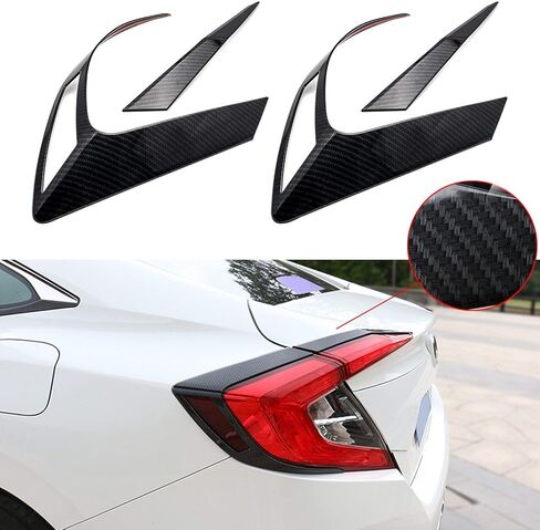 x xotic tech Rear Tail Light Eyelid Bezel Frame Cover Trim Carbon Fiber Pattern, Compatible with Honda Civic 10th Gen Sedan in Saudi Arabia