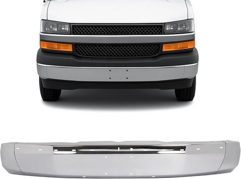 KUAFU Front Bumper Face Bar Compatible with 2003-2025 Chevrolet Express GMC Savana 1500 2500 3500 Replacement for GM1002459 19303361 12335714 Steel Chrome Silvery in Saudi Arabia