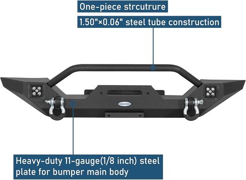 Hooke Road Wrangler Front Bumper for 1987-2006 Jeep Wrangler YJ TJ, Offroad Steel Rock Crawler Bumper w/Winch Plate & D-rings & LED Lights in Saudi Arabia