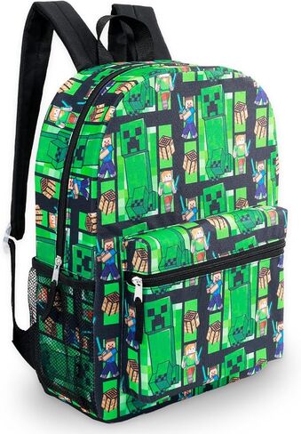 Minecraft Backpack for Boys - Bundle with 16" Creeper Backpack, Water Bottle, Stickers, More | Minecraft School Bag Set for Kids, Boys 6-8 in Saudi Arabia