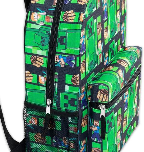 Minecraft Backpack for Boys - Bundle with 16" Creeper Backpack, Water Bottle, Stickers, More | Minecraft School Bag Set for Kids, Boys 6-8 in Saudi Arabia