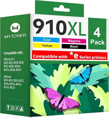 MYTONER 910XL Ink Cartridges for HP Printers Replacement for HP Ink 910XL Black and Color Combo Pack for HP 910 Ink Work with OfficeJet Pro 8035e 8025e 8020e 8015e 8020 8028e 8010e Printer(4 Pack) in Kuwait