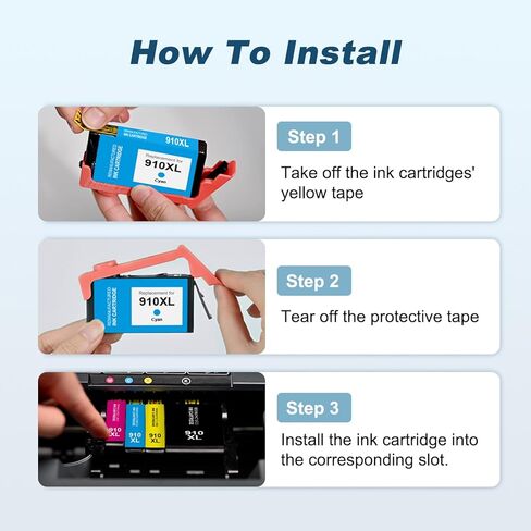 MYTONER 910XL Ink Cartridges for HP Printers Replacement for HP Ink 910XL Black and Color Combo Pack for HP 910 Ink Work with OfficeJet Pro 8035e 8025e 8020e 8015e 8020 8028e 8010e Printer(4 Pack) in Kuwait