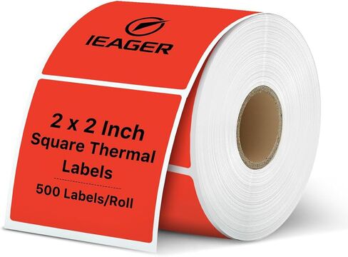 ملصقات ملصقات حرارية مربعة بيضاء من iEager، ملصقات حرارية مباشرة مربعة ذاتية اللصق مقاس 2 × 2 بوصة مع خط ثقب، 500 ورقة/لفة in Kuwait