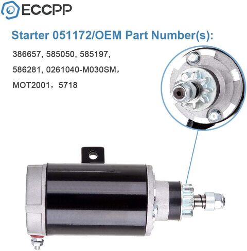 Starters ECCPP fit for Johnson Engines - Marine Outboard 40JPL Jet (3cyl) / 65W / 60PL / 70PL 1999 2000 2001 50D (3cyl) / 50TT (3cyl) / 60TL / 60TTL 1998 60EL 1986 1987 1988 5718N in Saudi Arabia