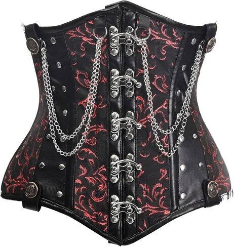 Daisy corsets Womens Daisy Corsets Top Drawer Black/Red Steel Boned Underbust Corset W/Chains and ClaspsCorset in Saudi Arabia