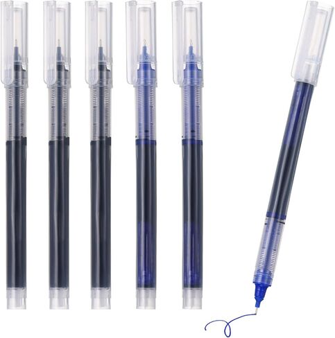 PATIKIL 6Pcs Liquid Ink Rollerball Pens, 0.5mm Fine Point Needle Tip Pens Smooth Writing Gel Ink Quick Dry Black/Red Ink for Office Note Taking Journaling, Transparent Plastic in Saudi Arabia