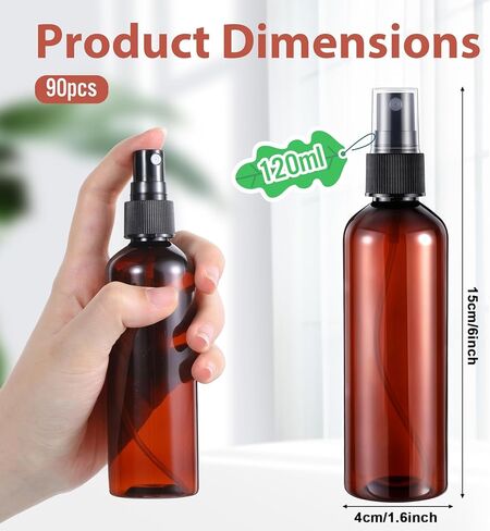 90 Pack 4 Oz Spray Bottle Mini Spray Bottles Plastic Amber Spray Bottles Portable Fine Mist Spray Bottle Refillable Perfume Bottle Empty for Plants, Cleaning, Misting and Skin Care in Kuwait