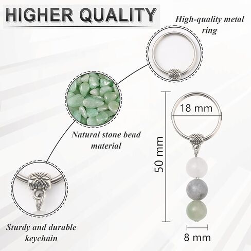 MOZAKA 9PCS Natural Crystal Keychains for New Beginnings, Inspirational Healing Gifts for Women, Anxiety Relief Keychain Set in Kuwait