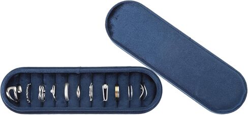uxcell Velvet Ring Box, 11 Slots Travel Jewelry Case Ring Holder Organizer for Women Gift Proposal Christmas, Dark Blue in Saudi Arabia
