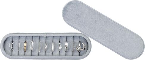 uxcell Velvet Ring Box, 11 Slots Travel Jewelry Case Ring Holder Organizer for Women Gift Proposal Christmas, Dark Blue in Saudi Arabia