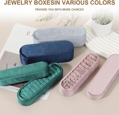 uxcell Velvet Ring Box, 11 Slots Travel Jewelry Case Ring Holder Organizer for Women Gift Proposal Christmas, Dark Blue in Saudi Arabia