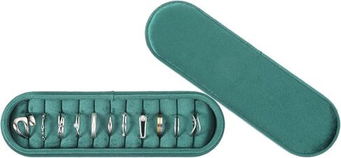 uxcell Velvet Ring Box, 11 Slots Travel Jewelry Case Ring Holder Organizer for Women Gift Proposal Christmas, Dark Blue in Saudi Arabia