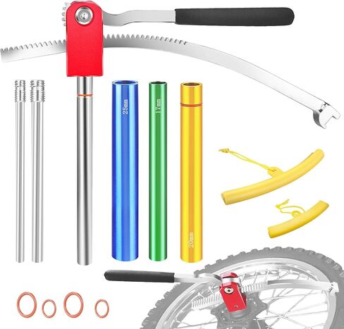 Dirt Bike Tire Changing Tool Kit, Suitable for 16-21 Inch Wheels, Including 10/12/15mm Axle Adapters, Quick Tire Change in The Wild, and Foldable Design for Easy Portability (Red) in Kuwait
