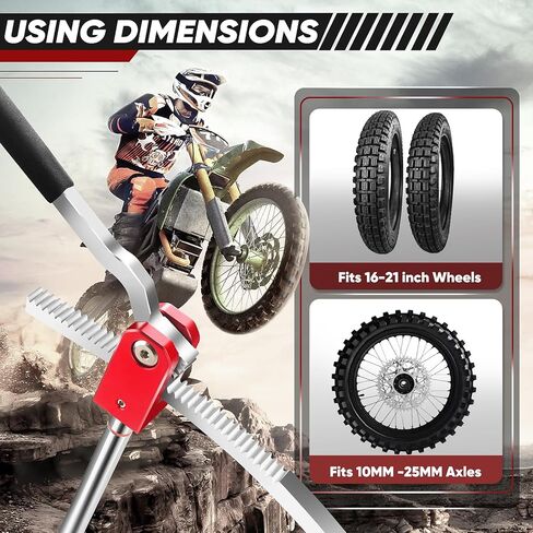 Dirt Bike Tire Changing Tool Kit, Suitable for 16-21 Inch Wheels, Including 10/12/15mm Axle Adapters, Quick Tire Change in The Wild, and Foldable Design for Easy Portability (Red) in Kuwait