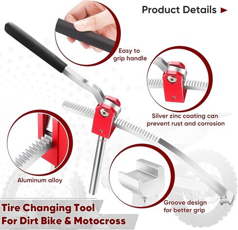 Dirt Bike Tire Changing Tool Kit, Suitable for 16-21 Inch Wheels, Including 10/12/15mm Axle Adapters, Quick Tire Change in The Wild, and Foldable Design for Easy Portability (Red) in Kuwait