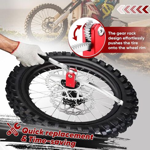 Dirt Bike Tire Changing Tool Kit, Suitable for 16-21 Inch Wheels, Including 10/12/15mm Axle Adapters, Quick Tire Change in The Wild, and Foldable Design for Easy Portability (Red) in Kuwait