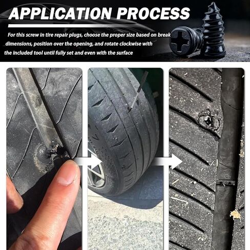 100PCS Tire Plugs Kit,3 Sizes Tire Repair Rubber Nails Kit for Self-Service with Screwdriver,Professional Screw in Tires Plugs Kits as Complete Tires Repair Kits for Emergency Use in Kuwait